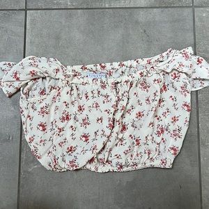 Flynn Skye Floral Off-Shoulder Top - White and Red